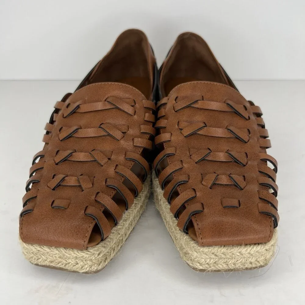 Sam & Libby Womens Size 8.5 Woven Brown Asha Espadrille Saddle Slip On Shoes